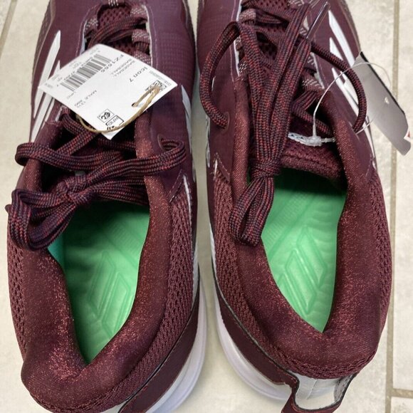 Adidas Icon 7 Metal Baseball Cleats Mens Size 13 Burgundy Red White FZ1555 New - Picture 4 of 11